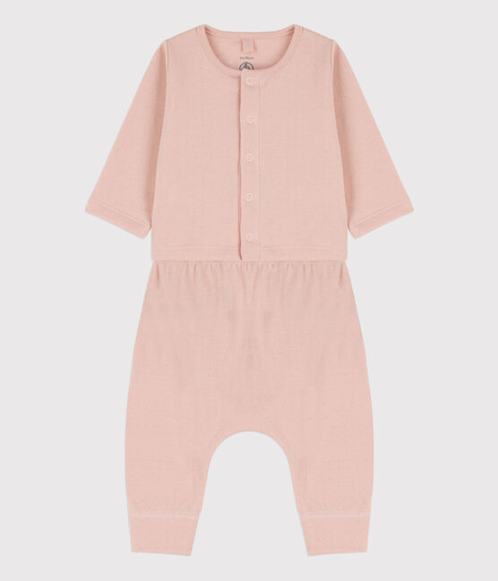 Babies' Organic Plain Tube Knit Clothing - 2-Piece Set SALINE pink