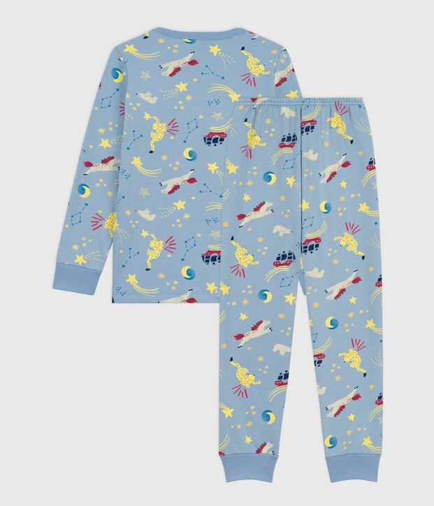 Children's pyjamas in printed fleece blue/multicolor
