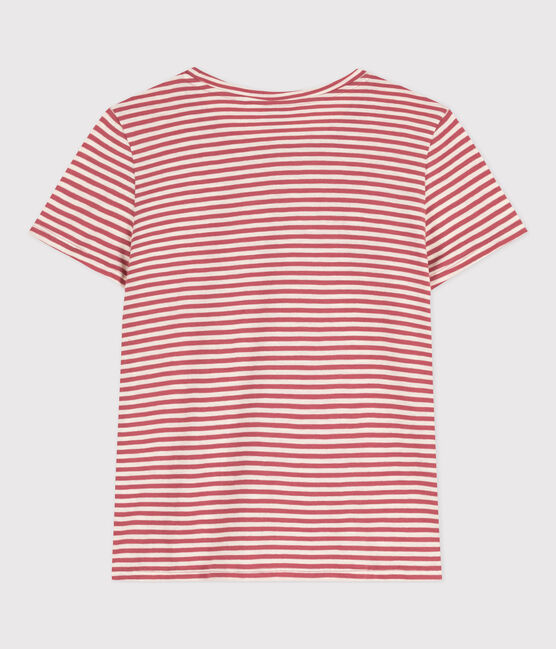 Women's Straight Round-Neck Cotton T-Shirt PAPI pink/AVALANCHE beige