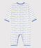 Footless Patterned Knit Cotton Sleepsuit MARSHMALLOW white/PERSE blue