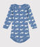 Babies' long-sleeved cotton body BEACH blue/MARSHMALLOW