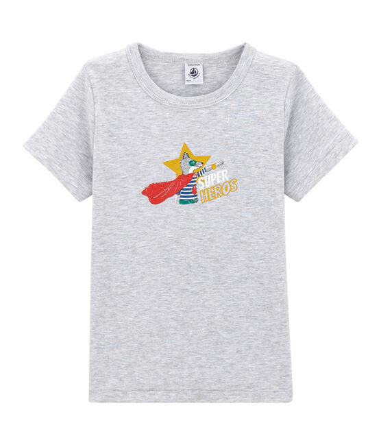 Little boy's short sleeved T-shirt POUSSIERE CHINE grey