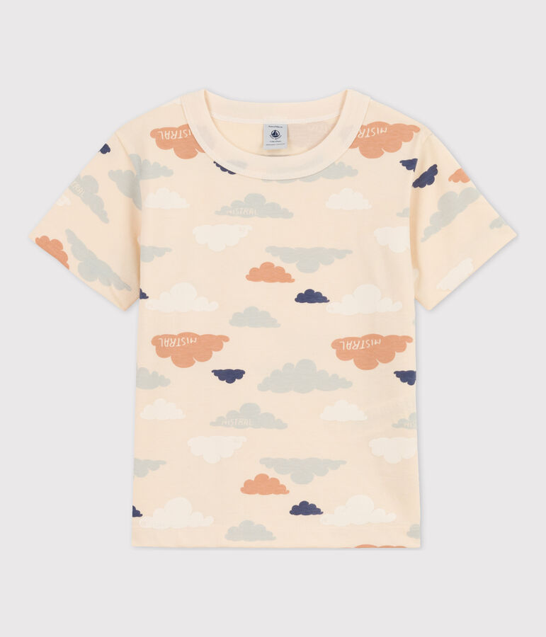 Boys' Short-Sleeved Patterned T-Shirt Ecru/multicolor