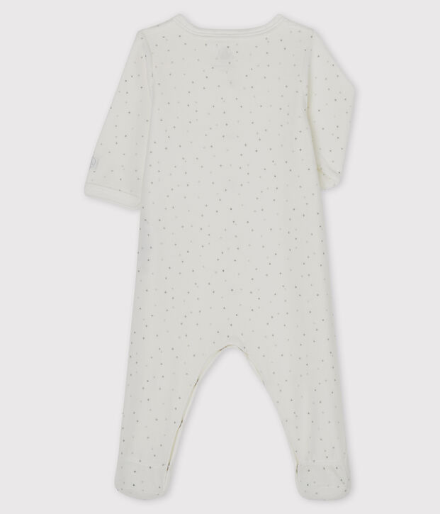 White velour star print sleepsuit white/multicolor