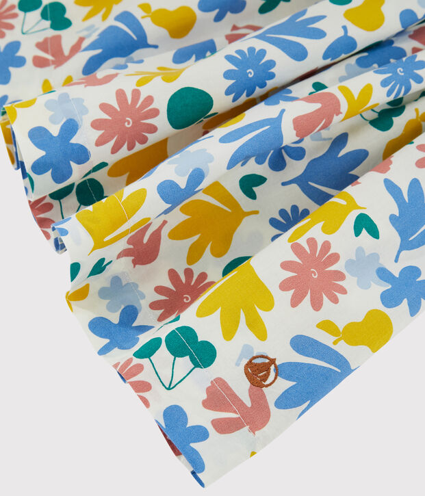 Girls' Short-Sleeved Poplin Dress white/multicolor