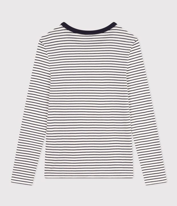 Women's Iconic Stripy Long-Sleeved Cotton T-shirt white/blue