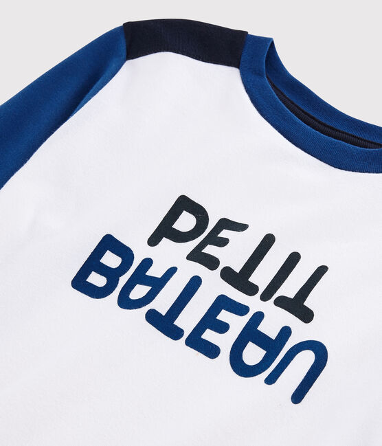 Boys' Jersey T-shirt MARSHMALLOW white/MAJOR blue