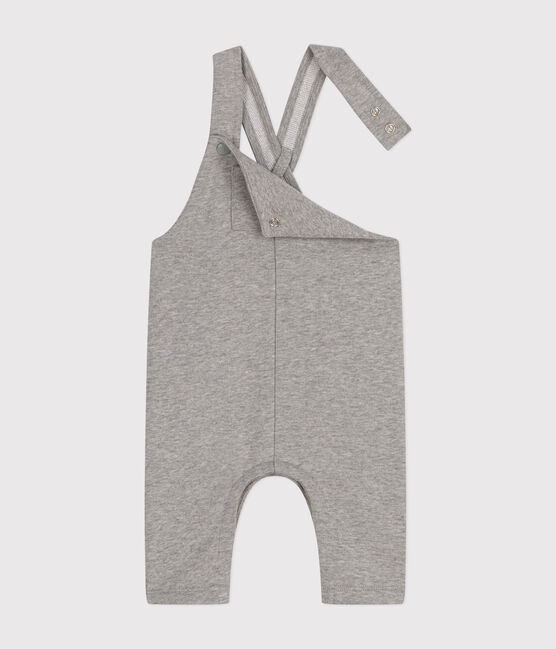 Babies' long fleece dungarees CHATON CHINE grey