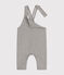 Babies' long fleece dungarees CHATON CHINE grey