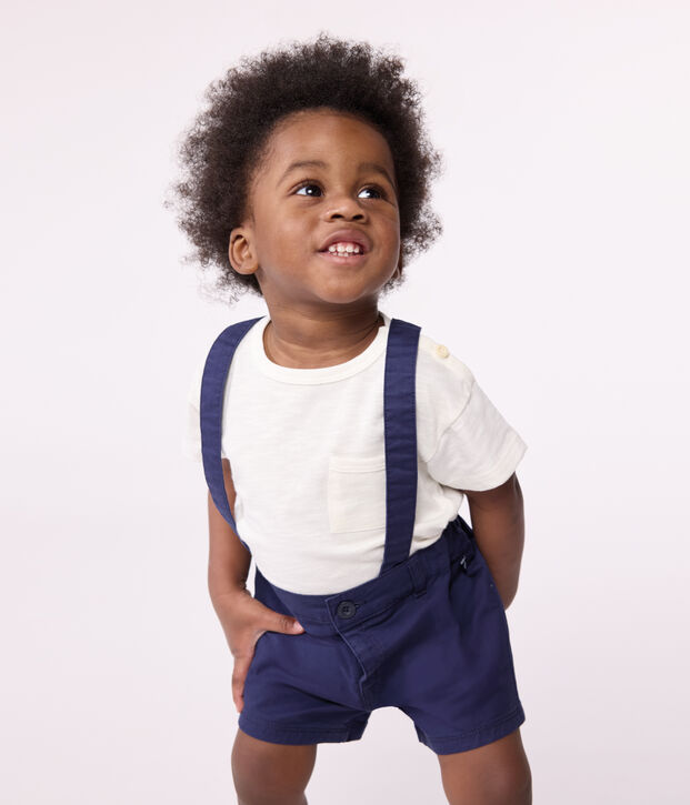 Babies' Serge Dungaree Shorts MEDIEVAL