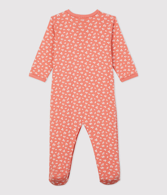 Babies' Floral Organic Cotton Sleepsuit PAPAYE pink/MARSHMALLOW