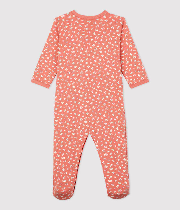 Babies' Floral Organic Cotton Sleepsuit pink/white
