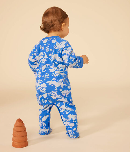 Babies' Zip-up Cotton Pyjamas FUJI /MARSHMALLOW