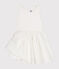 Girls' Sleeveless Textured Cotton Dress MARSHMALLOW white