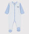Pinstriped Cotton Sleepsuit PERSE blue/MARSHMALLOW white