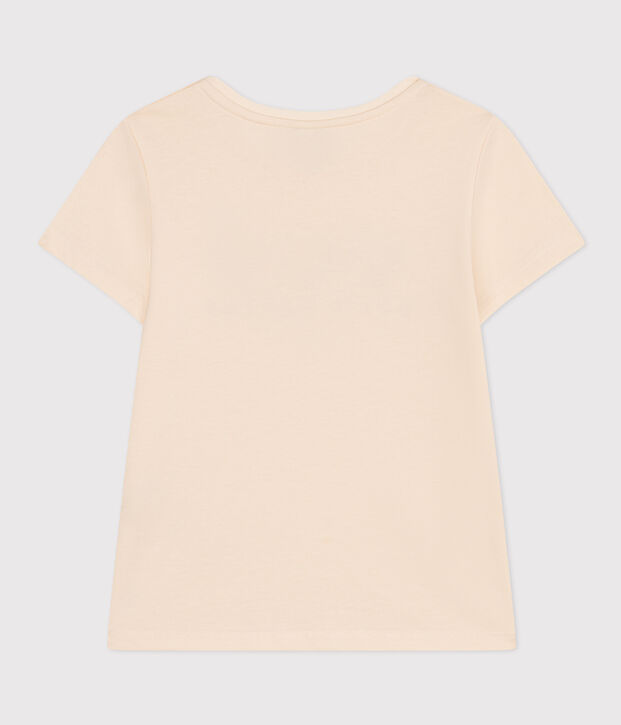 Girls' Lightweight Jersey T-Shirt Ecru/blue