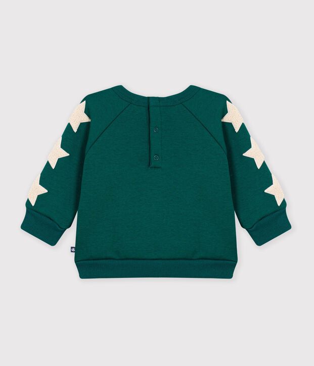 Babies' plain cotton sweatshirt with star badges TREE