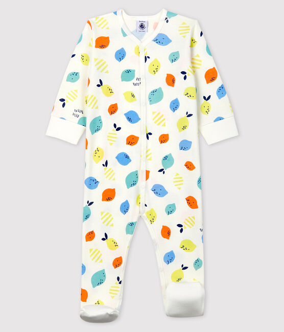 Babies' Organic Cotton Sleepsuit with Detachable Feet MARSHMALLOW white/MULTICO white