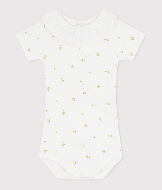 Babies' floral print cotton body white/green