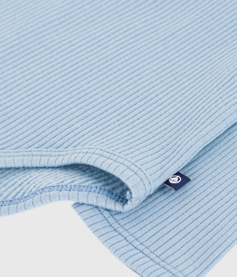 Babies' plain cotton rollneck body blue