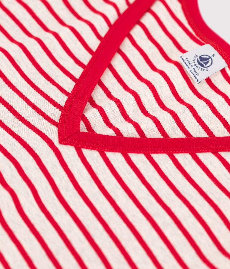 Women's Iconic Cotton V-Neck T-Shirt beige/red