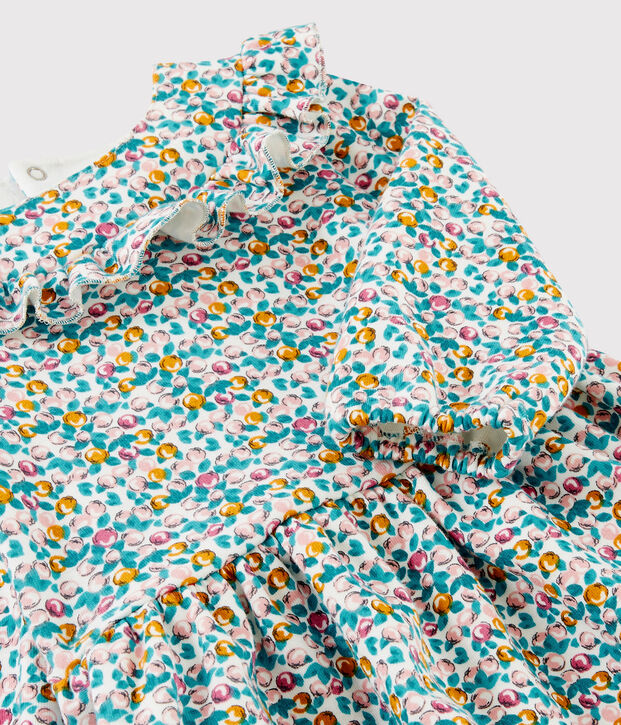 Baby girl's long-sleeved dress white/multicolor