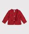 Babies' cotton cardigan with a heart pattern red