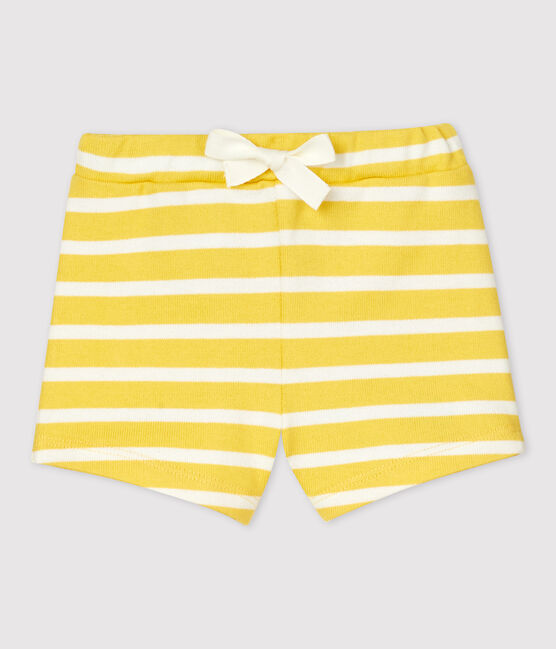 Babies' Thick Jersey Shorts ORGE yellow/MARSHMALLOW white