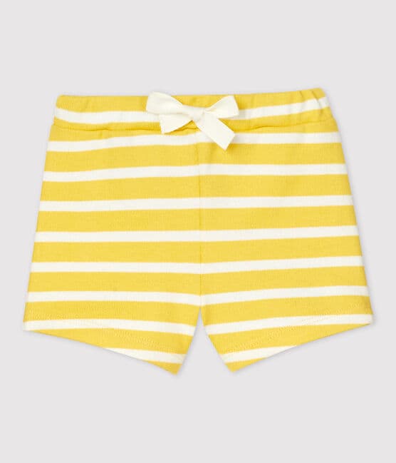 Babies' Thick Jersey Shorts ORGE yellow/MARSHMALLOW white