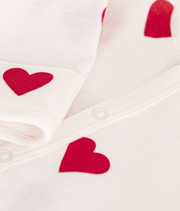 Babies' Heart Design Cotton Jumpsuit/Sleeping Bag white/red