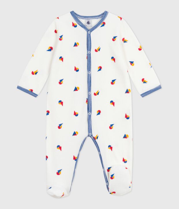 Babies' velour pyjama suit white/multicolor