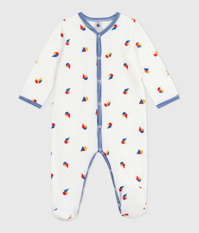 Babies' velour pyjama suit white/multicolor