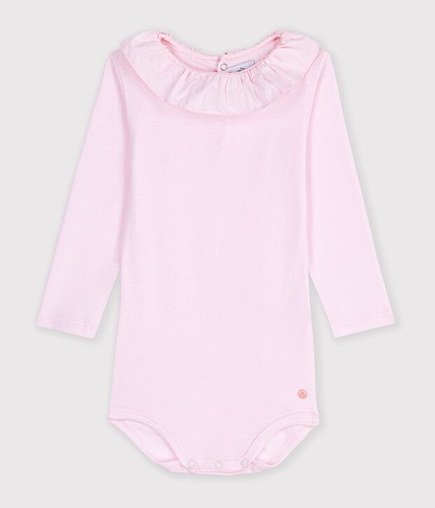 Babies' plain cotton body with a collar BARELY