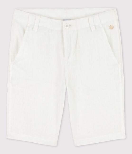 Boys' Linen Bermuda Shorts ECUME white