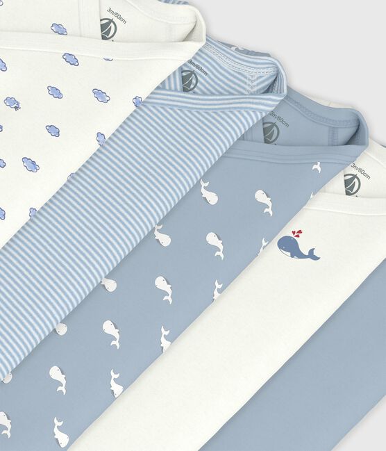 Pack of babies' long-sleeved printed cotton wrapover bodies variante 1