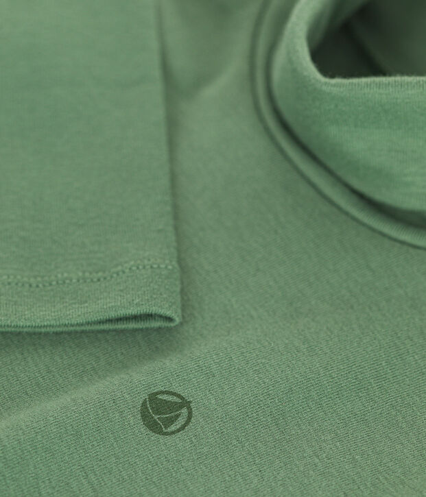 Cotton roll neck top for girls or boys green