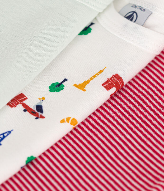 Babies' Paris Themed Short-Sleeved Cotton Bodysuits - 3-Pack multicolor