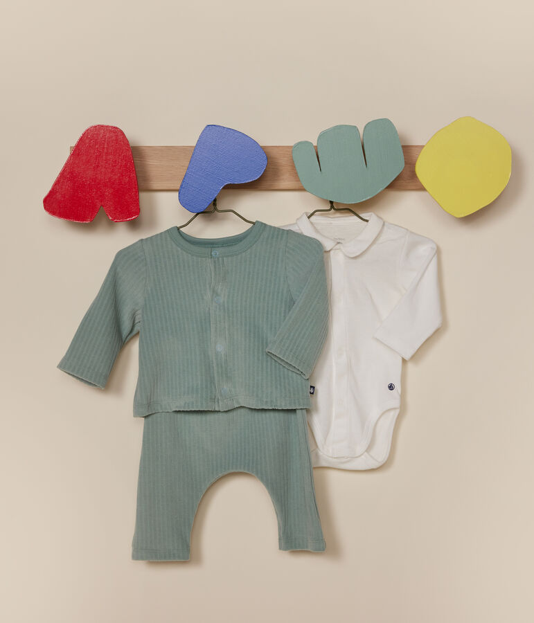 Babies' 3-piece set in velour green