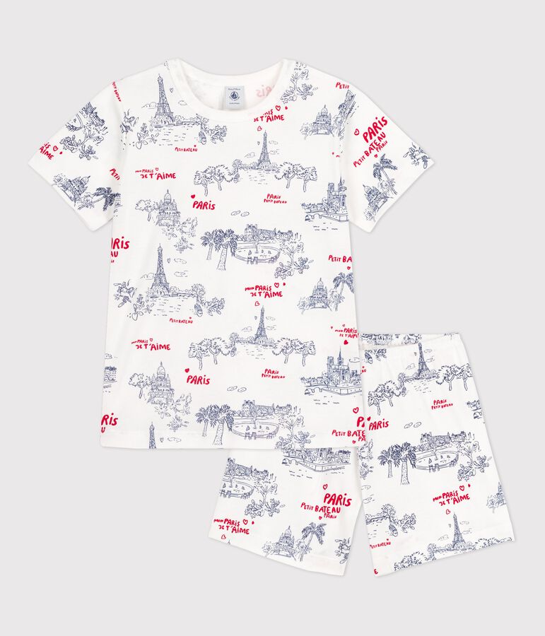 Children's Unisex Cotton Short Pyjamas white/multicolor