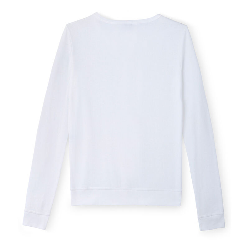 Women's long-sleeved V-neck striped tee white