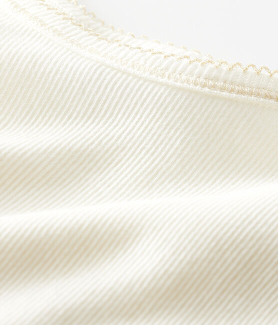 Girls' Strappy Top in Cotton/Wool/Silk MARSHMALLOW white
