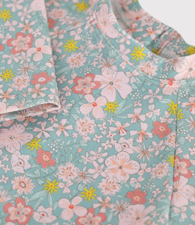 Babies' flower print UV protection T-shirt blue/multicolor