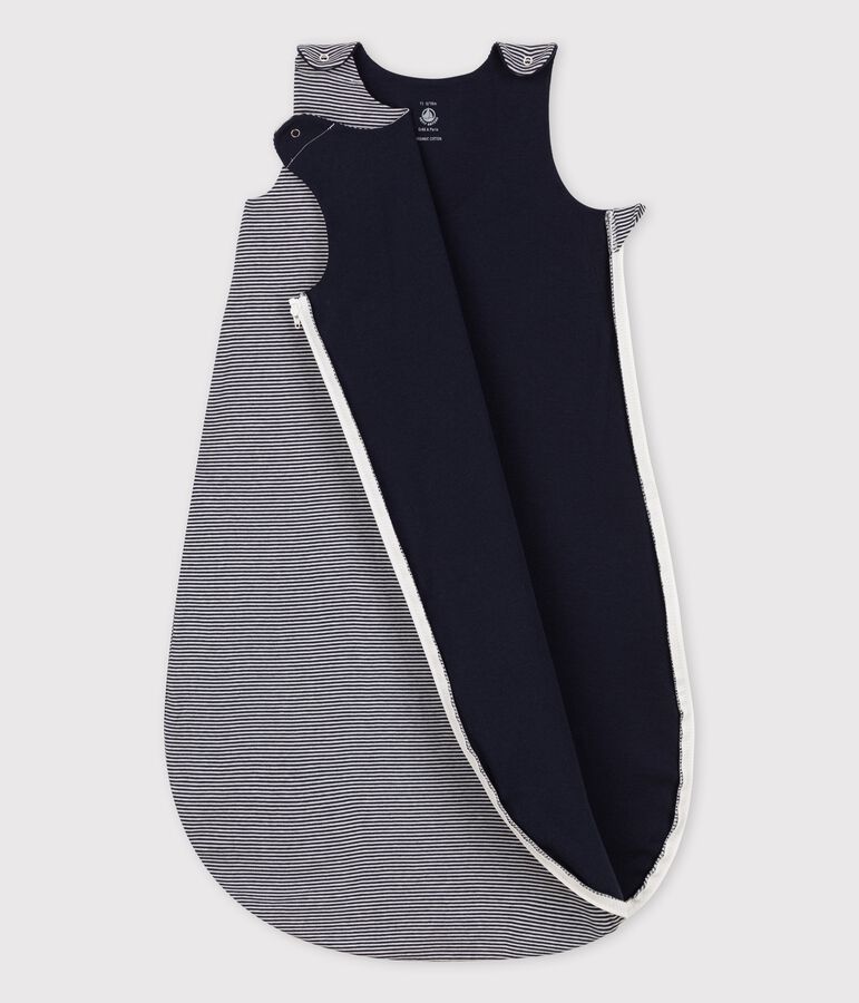 Striped cotton baby sleeping bag TOG 0.5 blue/white