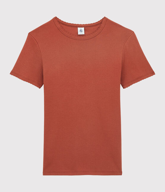 Women's Iconic Organic Cotton T-Shirt With Decorative Stitching OMBRIE brown