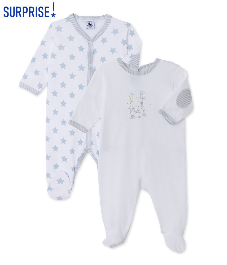 Surprise pack of 2 ribbed baby boy's sleepsuits multicolor