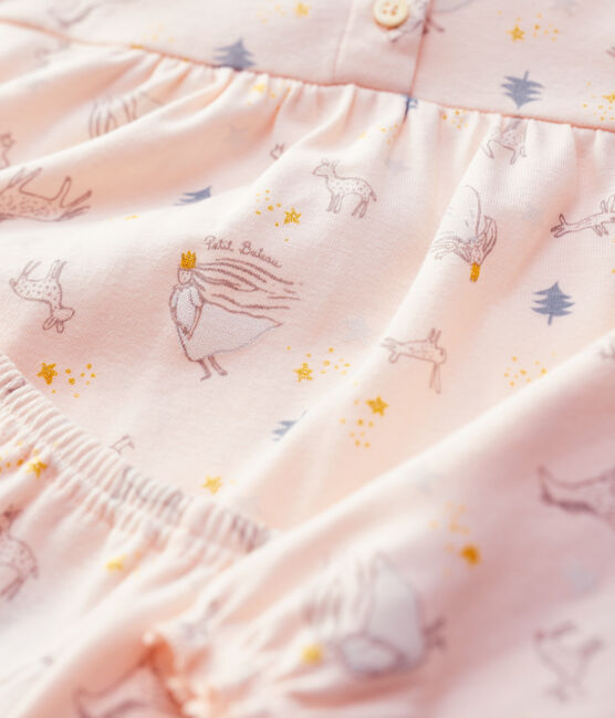 Girls' Princess Print Cotton Pyjamas FLEUR pink/MULTICO white