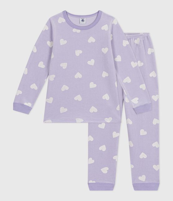Children's heart-print velour pyjamas SQUAW white/MARSHMALLOW