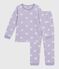 Children's heart-print velour pyjamas SQUAW white/MARSHMALLOW