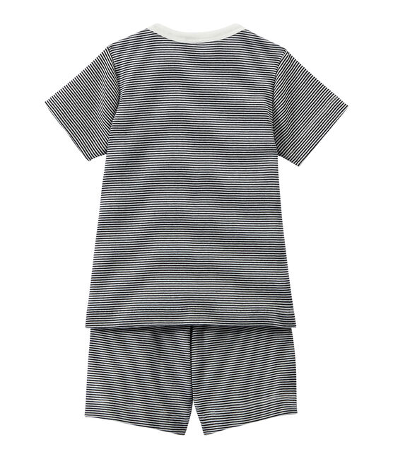 Boy's shortie pyjamas with milleraies stripes SMOKING blue/LAIT white