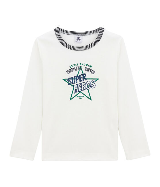 Little boy's long sleeved T-shirt MARSHMALLOW white